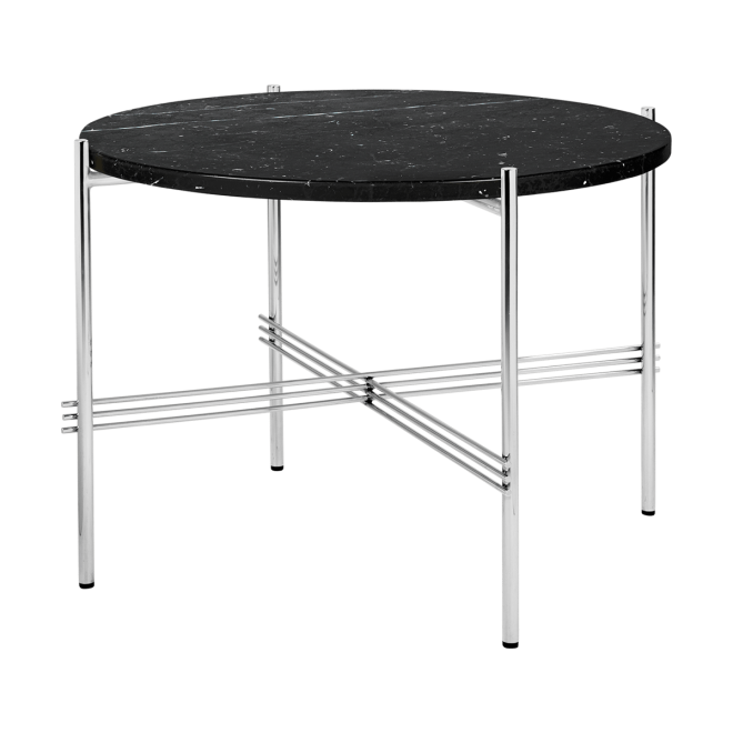 Gubi ts soffbord polerat stål Ø55 black marquina marble
