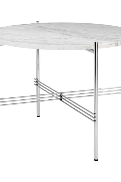 Gubi ts soffbord polerat stål Ø55 white carrara marble