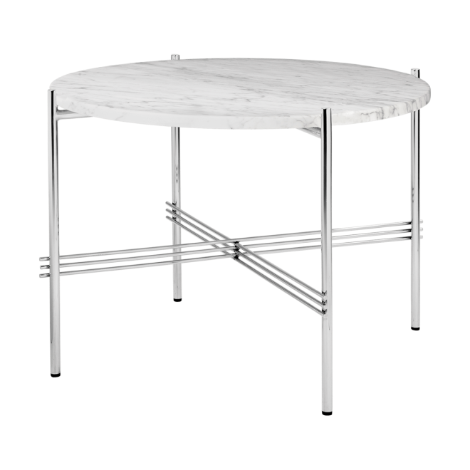 Gubi ts soffbord polerat stål Ø55 white carrara marble