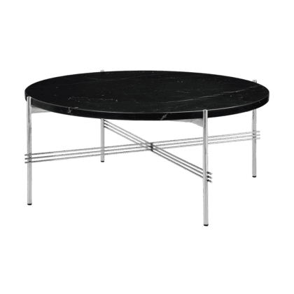 Gubi ts soffbord polerat stål Ø80 black marquina marble