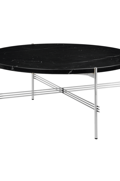 Gubi ts soffbord polerat stål Ø80 black marquina marble