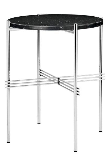 Gubi ts sidobord polerat stål Ø40 black marquina marble