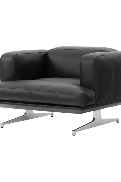 &tradition inland av21 fåtölj noble läder svart-polished alu