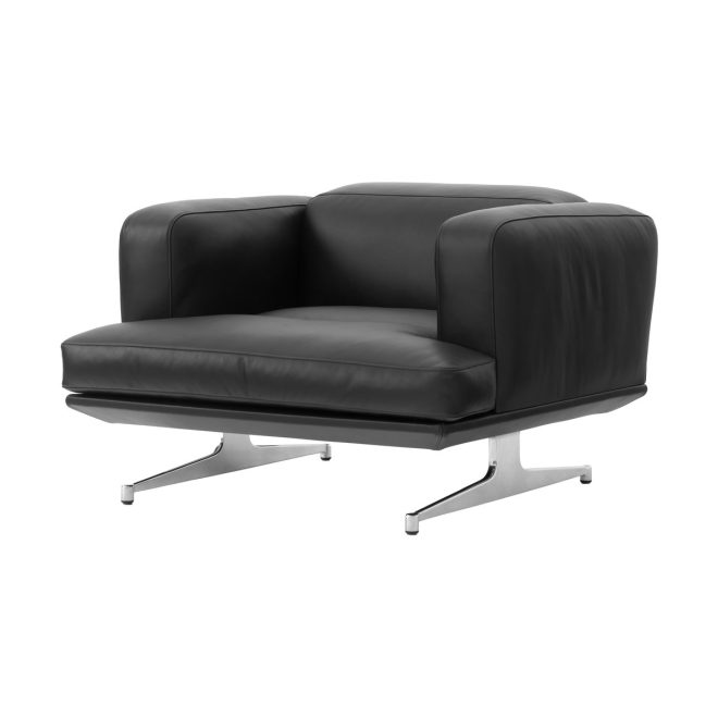 &tradition inland av21 fåtölj noble läder svart-polished alu