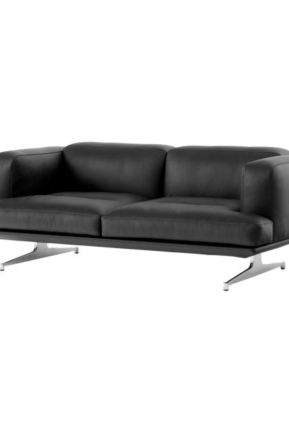 &tradition inland av22 soffa 2-sits noble läder svart-polished alu
