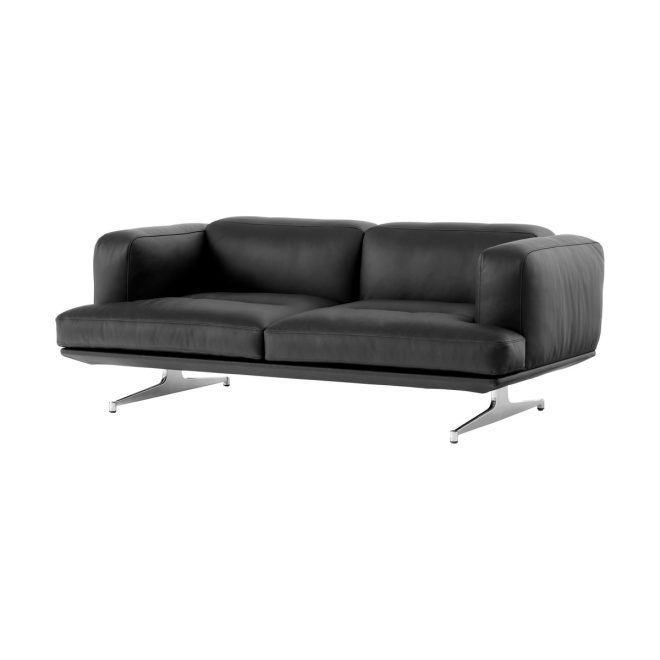 &tradition inland av22 soffa 2-sits noble läder svart-polished alu