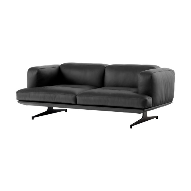 &tradition inland av22 soffa 2-sits noble läder svart-warm black