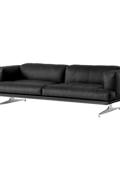&tradition inland av23 3-sits soffa noble läder svart-polished alu