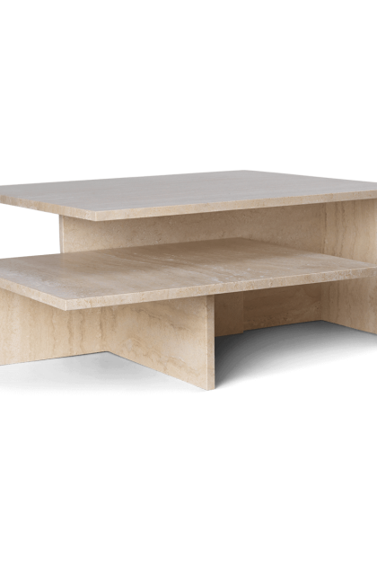 Ferm living distinct grande duo soffbord 133x70x35 cm travertine