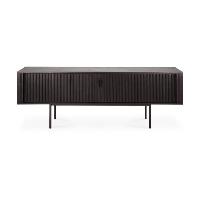 Ethnicraft roller max tv-bänk lackad teak-svart-2 dörrar