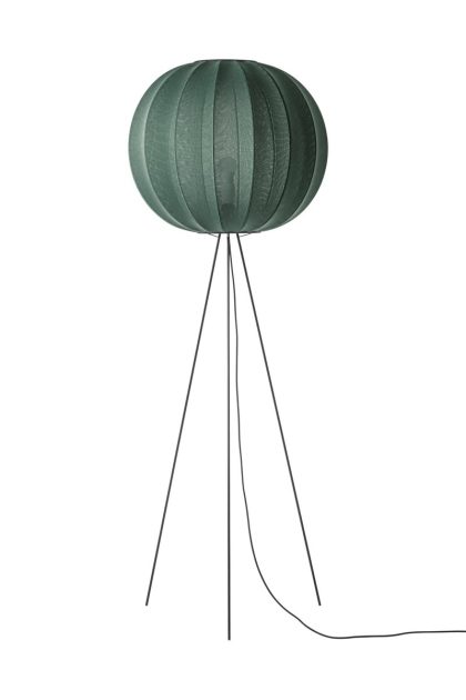 Made by hand knit-wit 60 round high golvlampa tweed green