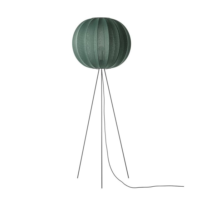 Made by hand knit-wit 60 round high golvlampa tweed green