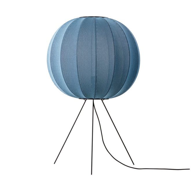 Made by hand knit-wit 60 round medium golvlampa blue stone