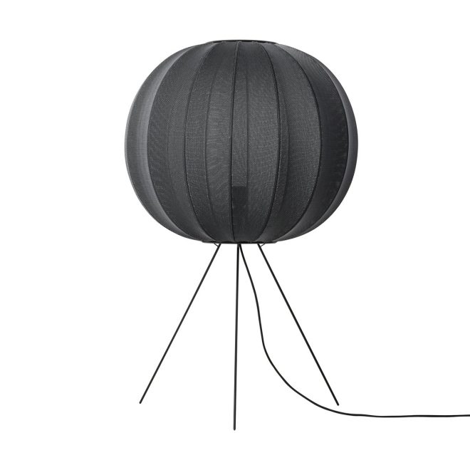 Made by hand knit-wit 60 round medium golvlampa black