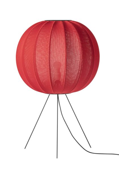 Made by hand knit-wit 60 round medium golvlampa maple red