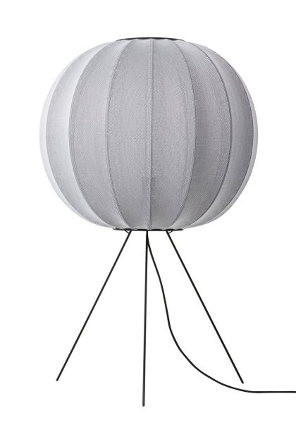 Made by hand knit-wit 60 round medium golvlampa silver