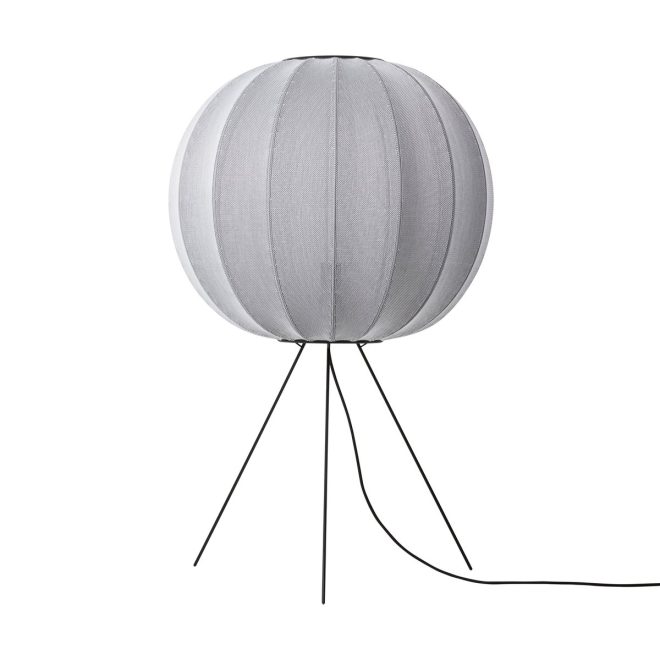 Made by hand knit-wit 60 round medium golvlampa silver