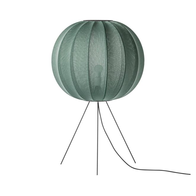 Made by hand knit-wit 60 round medium golvlampa tweed green