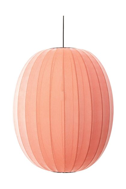 Made by hand knit-wit 65 high oval pendel coral