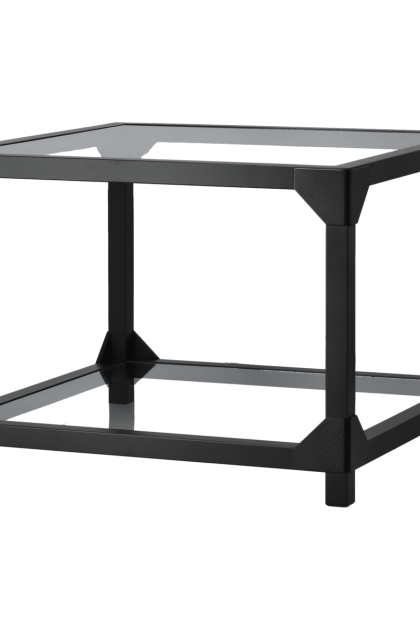 Gärsnäs bleck soffbord 55x55 cm glas bok-svart bets