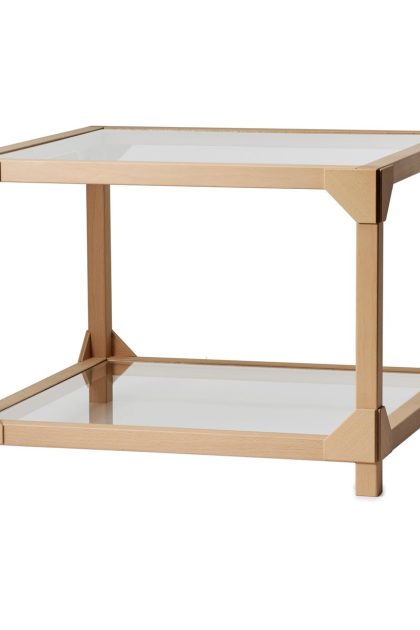 Gärsnäs bleck soffbord 55x55 cm glas bok-natural