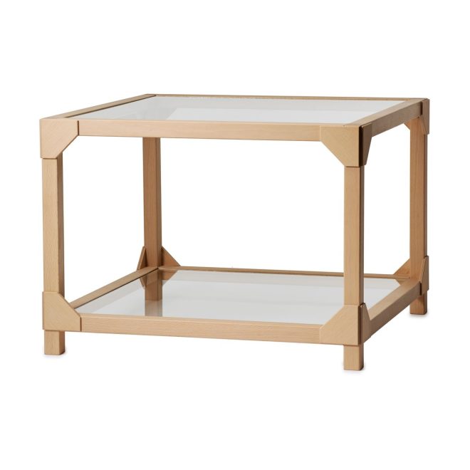 Gärsnäs bleck soffbord 55x55 cm glas bok-natural