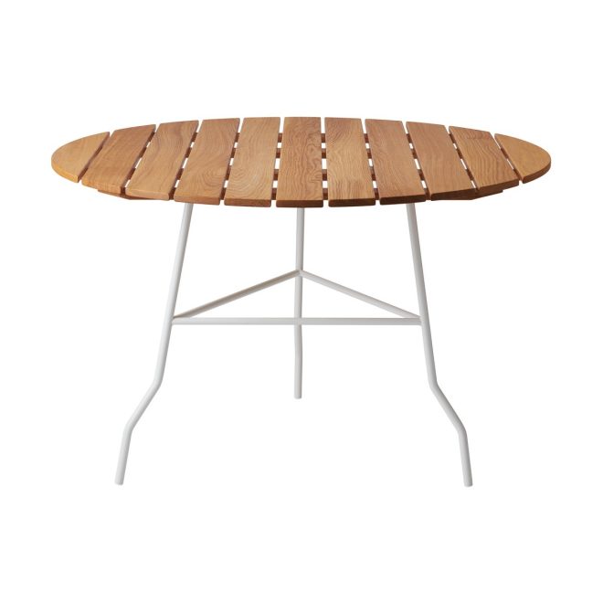 Gärsnäs pia bord Ø110 cm vitlack stålstativ-oljad ek