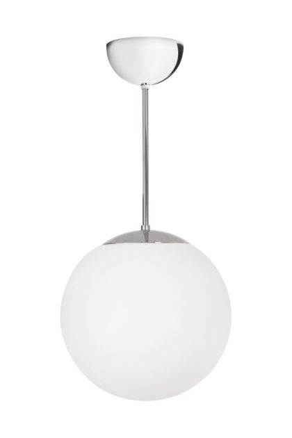 Konsthantverk funkis glob pendel white-chrome Ø25 cm