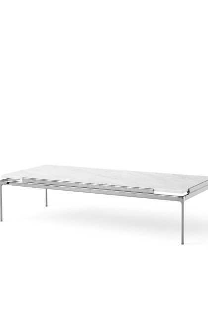 &tradition sett ln12 soffbord bianco carrara-dark chrome