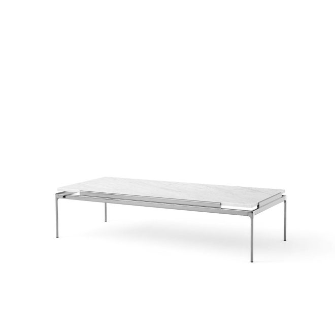 &tradition sett ln12 soffbord bianco carrara-dark chrome
