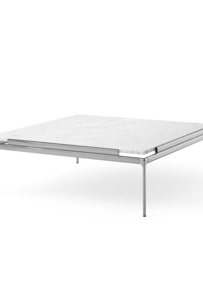 &tradition sett ln13 soffbord bianco carrara-dark chrome