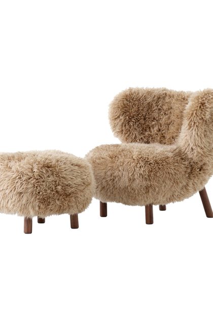 &tradition little petra vb1 fåtölj inkl. pouf atd1 oljad valnöt-sheepskin honey