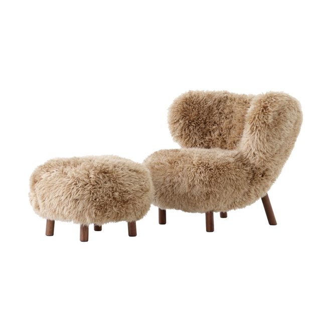 &tradition little petra vb1 fåtölj inkl. pouf atd1 oljad valnöt-sheepskin honey