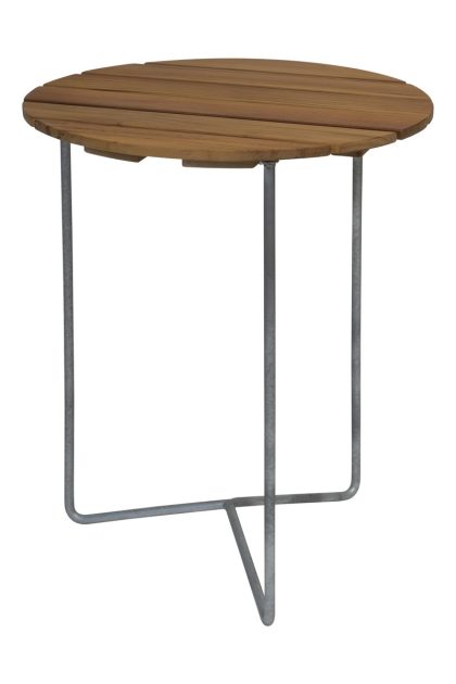 Grythyttan stålmöbler table 6b bord Ø60 cm obehandlad teak- varmförzinkad stativ