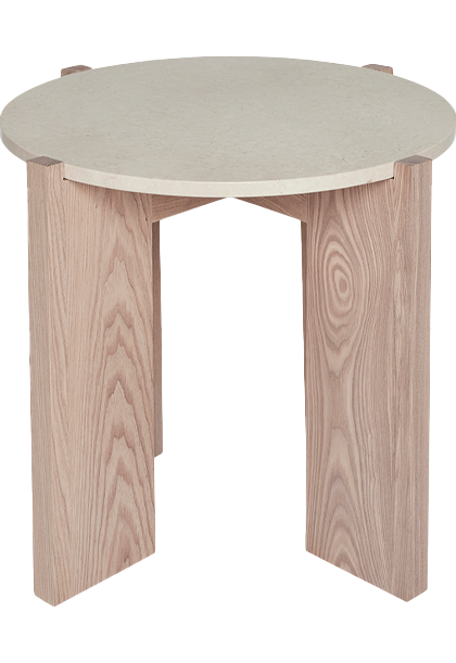 Oyoy lune marmor soffbord Ø50 cm natur-white