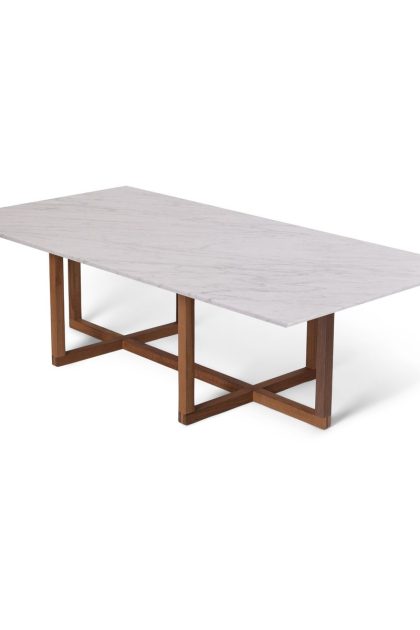 Ox denmarq ninety soffbord 60x120 cm, smoked oak underrede vit marmor
