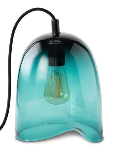 Magnor klem glas lampa medium 28x20 cm turkos