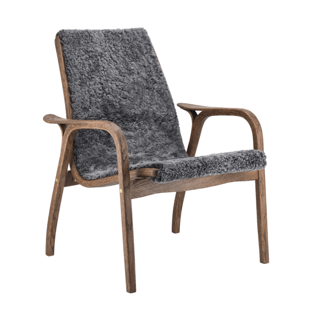 Swedese laminett fåtölj ek/fårskinn special edition rubio monocoat chocolate-charcoal