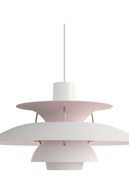 Louis poulsen ph 5 anniversary jubileumsutgåva pendel matte white-pale rose
