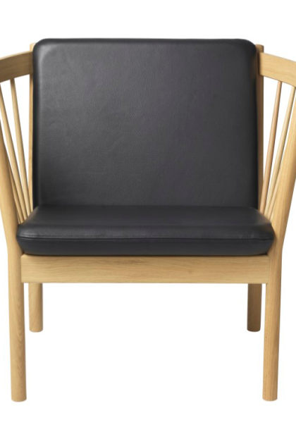 Fdb møbler j146 fåtölj oak nature lacquered-black leather