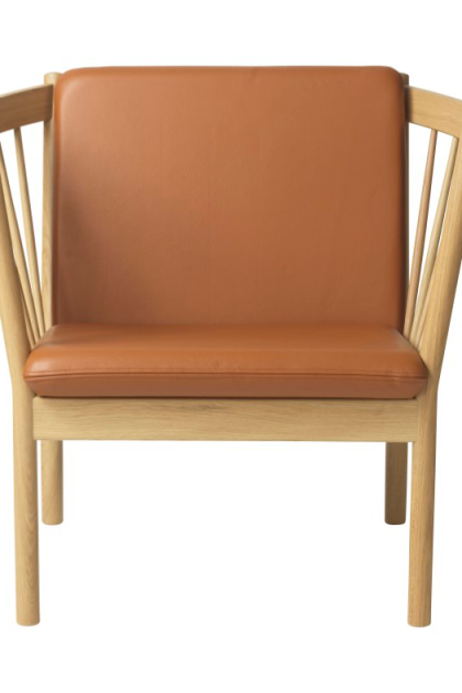 Fdb møbler j146 fåtölj oak nature lacquered-cognac leather