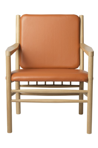 Fdb møbler j147 fåtölj oak nature lacquered-cognac leather