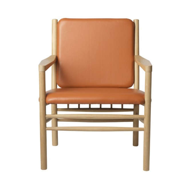 Fdb møbler j147 fåtölj oak nature lacquered-cognac leather