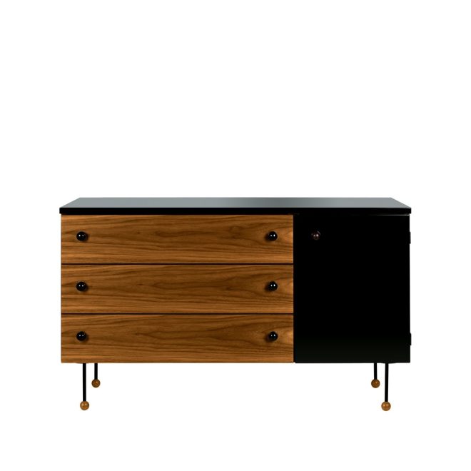 Gubi 62 dresser byrå american walnut, 3 lådor