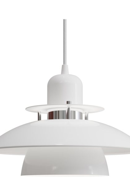 Belid primus iv pendel Ø28 cm blankvit-krom