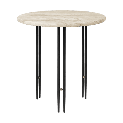 Gubi ioi soffbord Ø50 cm svart-mässing-rippled beige