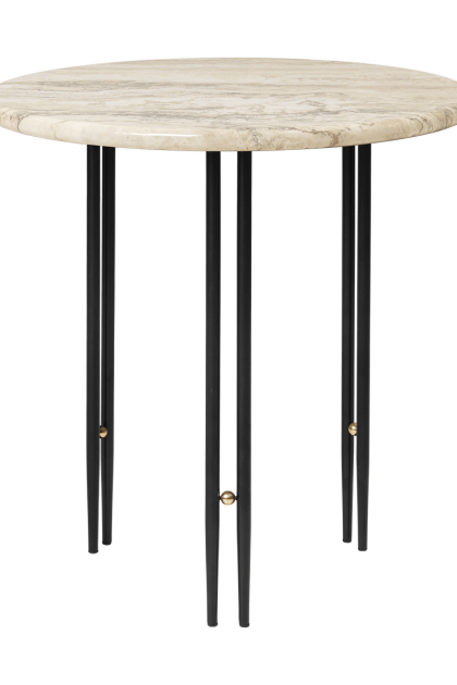 Gubi ioi soffbord Ø50 cm svart-mässing-rippled beige