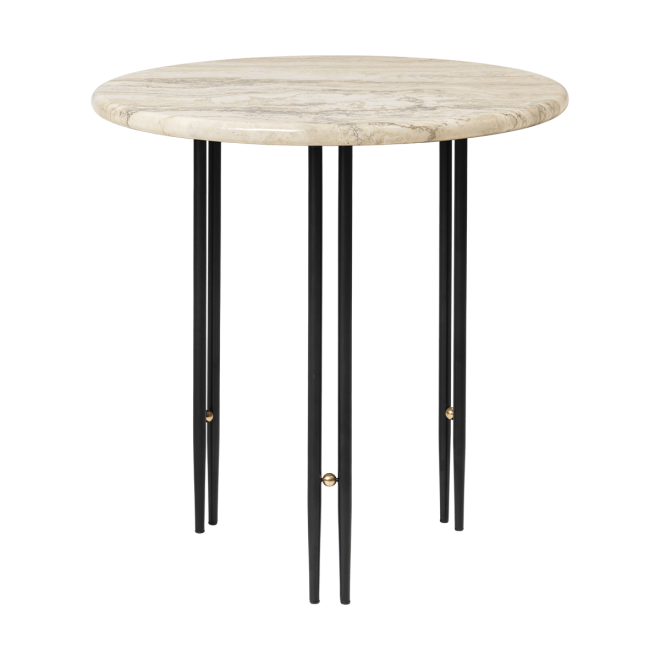 Gubi ioi soffbord Ø50 cm svart-mässing-rippled beige