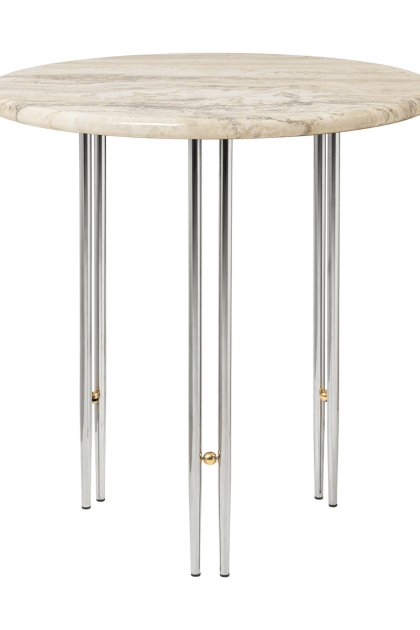 Gubi ioi soffbord Ø50 cm krom-mässing-rippled beige