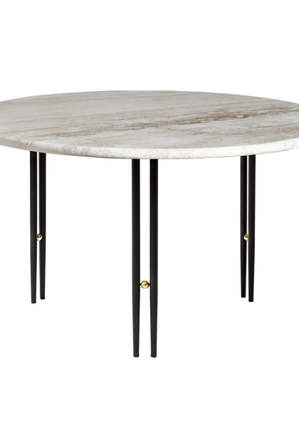 Gubi ioi soffbord rippled beige-svart stativ Ø70 cm